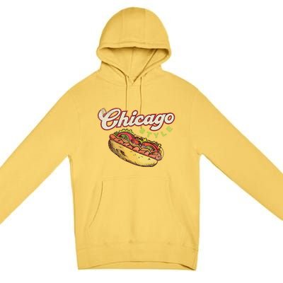 Chicago Hot Dog Hotdog Tourist Summer Souvenir Travel Premium Pullover Hoodie