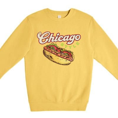 Chicago Hot Dog Hotdog Tourist Summer Souvenir Travel Premium Crewneck Sweatshirt