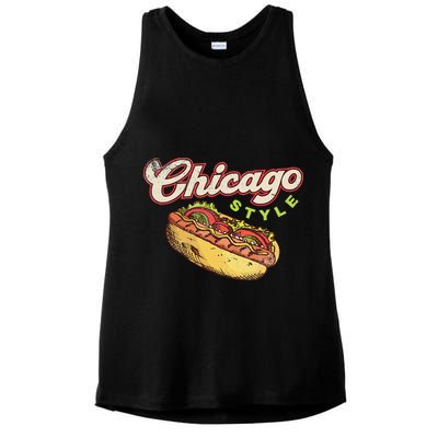 Chicago Hot Dog Hotdog Tourist Summer Souvenir Travel Ladies PosiCharge Tri-Blend Wicking Tank