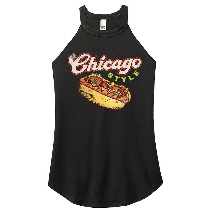 Chicago Hot Dog Hotdog Tourist Summer Souvenir Travel Women's Perfect Tri Rocker Tank