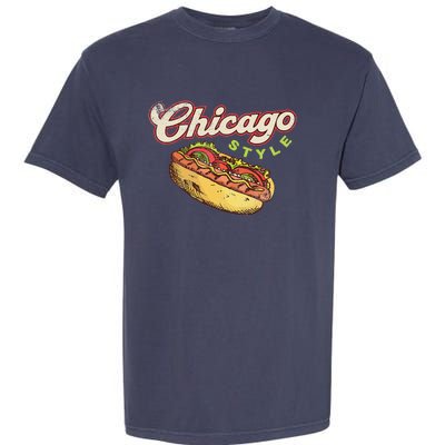 Chicago Hot Dog Hotdog Tourist Summer Souvenir Travel Garment-Dyed Heavyweight T-Shirt