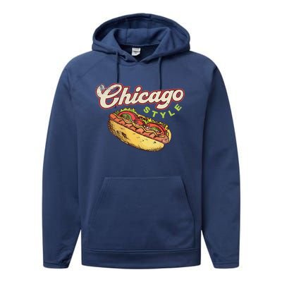 Chicago Hot Dog Hotdog Tourist Summer Souvenir Travel Performance Fleece Hoodie