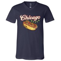 Chicago Hot Dog Hotdog Tourist Summer Souvenir Travel V-Neck T-Shirt