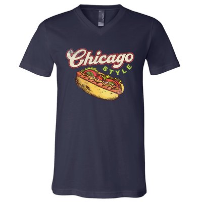 Chicago Hot Dog Hotdog Tourist Summer Souvenir Travel V-Neck T-Shirt