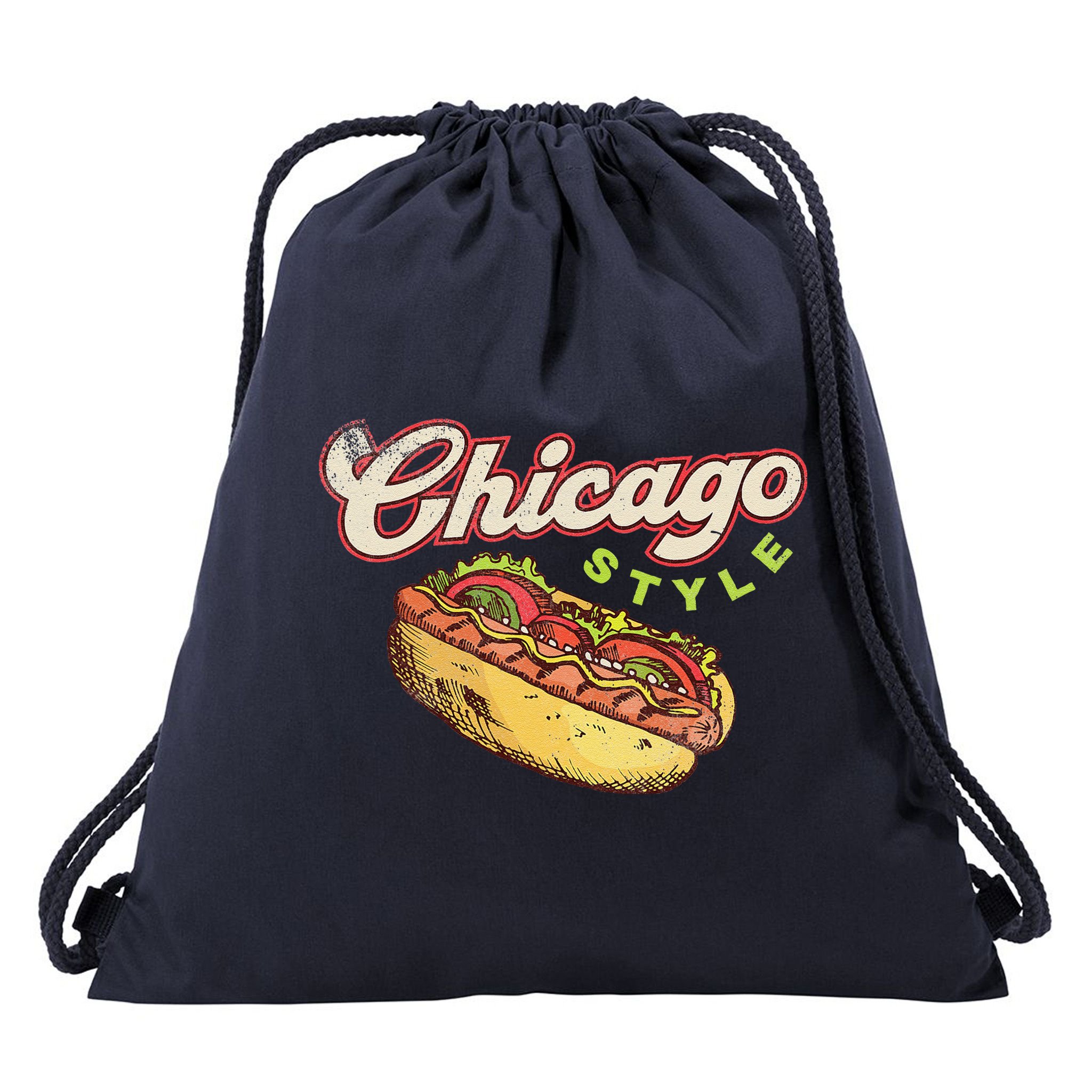 Chicago Hot Dog Hotdog Tourist Summer Souvenir Travel Drawstring Bag