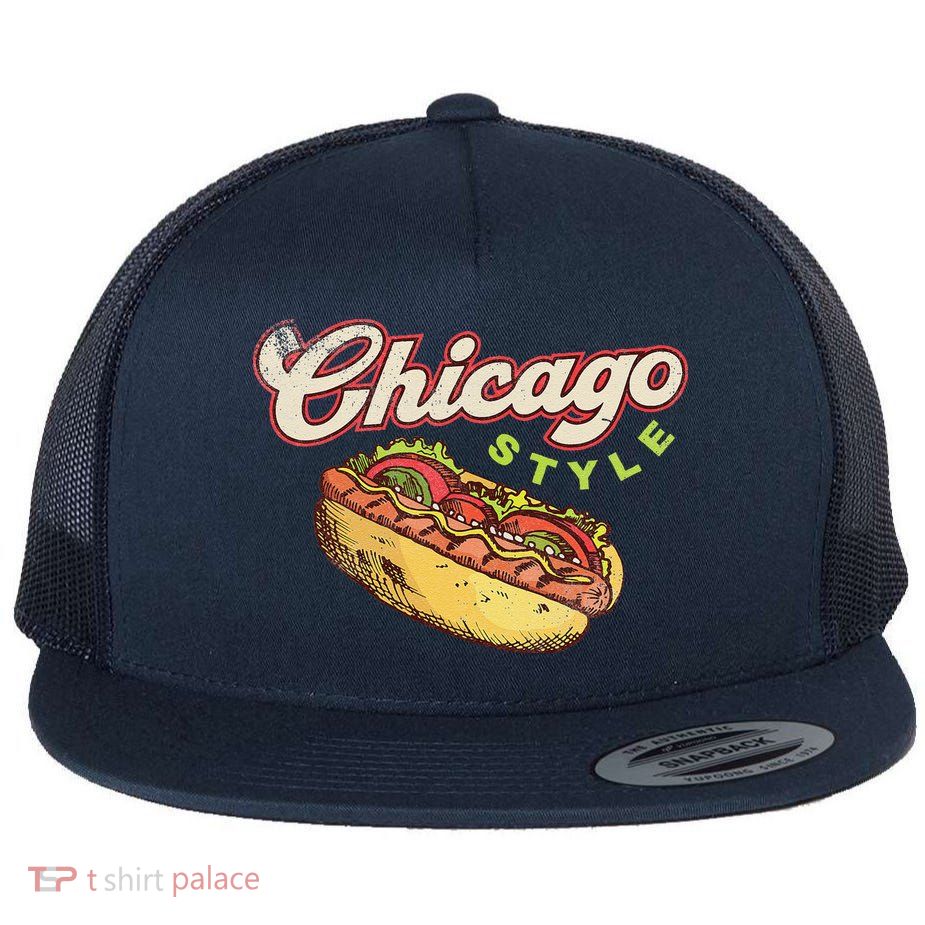 Chicago Hot Dog Hotdog Tourist Summer Souvenir Travel Flatbill Hat