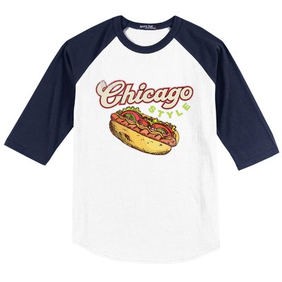 Chicago Hot Dog Hotdog Tourist Summer Souvenir Travel Baseball Sleeve Shirt