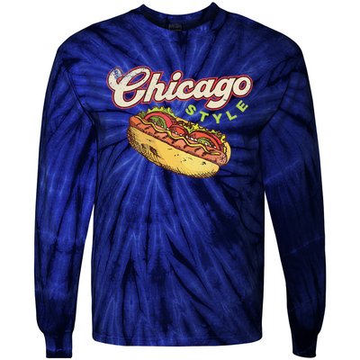 Chicago Hot Dog Hotdog Tourist Summer Souvenir Travel Tie-Dye Long Sleeve Shirt