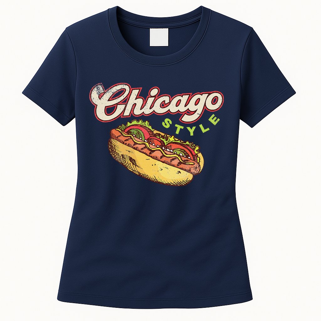 Chicago Hot Dog Hotdog Tourist Summer Souvenir Travel Womens T-Shirt