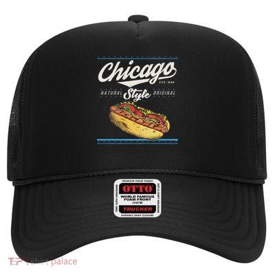 Chicago Hot Dog Hotdog Tourist Summer Souvenir Travel High Crown Mesh Back Trucker Hat
