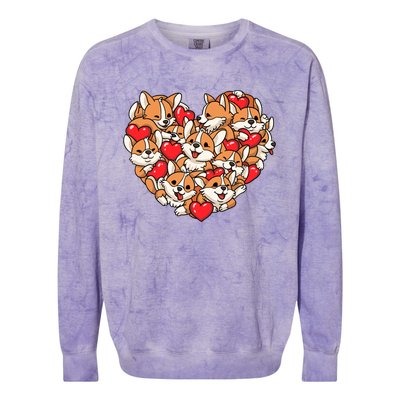 Corgi Heart Dog Lovers Valentine's Day Gift Dog Lover Cool Gift Colorblast Crewneck Sweatshirt