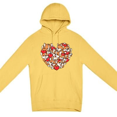 Corgi Heart Dog Lovers Valentine's Day Gift Dog Lover Cool Gift Premium Pullover Hoodie