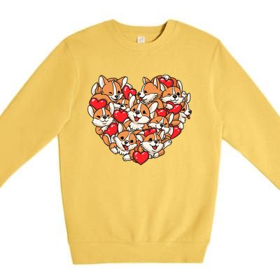 Corgi Heart Dog Lovers Valentine's Day Gift Dog Lover Cool Gift Premium Crewneck Sweatshirt