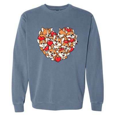 Corgi Heart Dog Lovers Valentine's Day Gift Dog Lover Cool Gift Garment-Dyed Sweatshirt