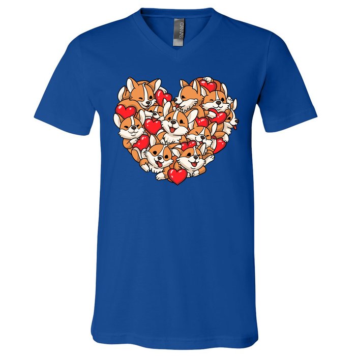 Corgi Heart Dog Lovers Valentine's Day Gift Dog Lover Cool Gift V-Neck T-Shirt