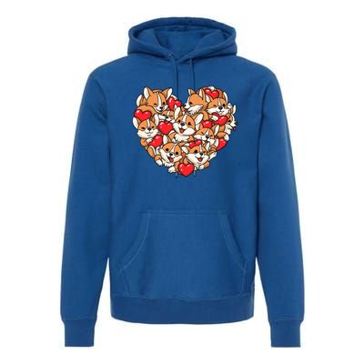 Corgi Heart Dog Lovers Valentine's Day Gift Dog Lover Cool Gift Premium Hoodie