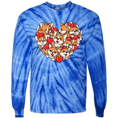 Corgi Heart Dog Lovers Valentine's Day Gift Dog Lover Cool Gift Tie-Dye Long Sleeve Shirt