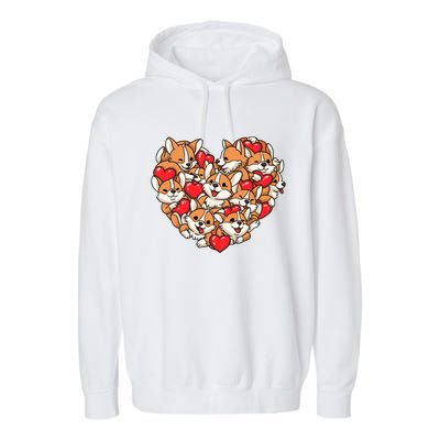 Corgi Heart Dog Lovers Valentine's Day Gift Dog Lover Cool Gift Garment-Dyed Fleece Hoodie