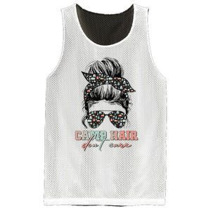 Camp Hair Don't Care Messy Bun Camping Life Camping Lovers Mesh Reversible Basketball Jersey Tank