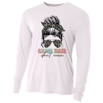 Camp Hair Don't Care Messy Bun Camping Life Camping Lovers Cooling Performance Long Sleeve Crew