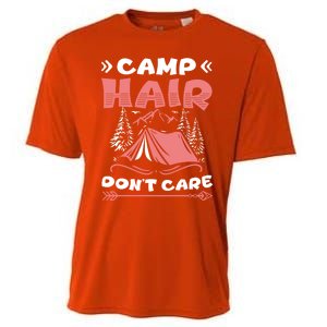 Camp Hair Dont Care Camping Tent Vacation Camper Gift Cooling Performance Crew T-Shirt