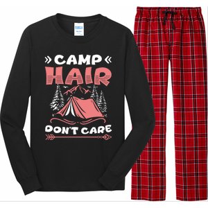 Camp Hair Dont Care Camping Tent Vacation Camper Gift Long Sleeve Pajama Set