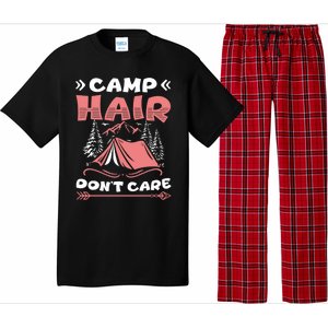 Camp Hair Dont Care Camping Tent Vacation Camper Gift Pajama Set