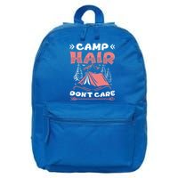 Camp Hair Dont Care Camping Tent Vacation Camper Gift 16 in Basic Backpack