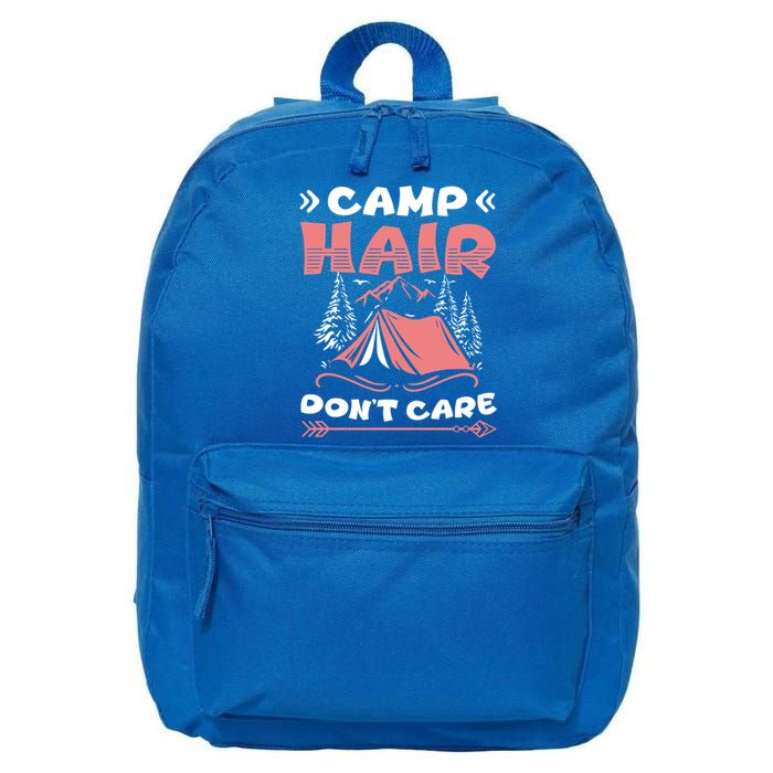 Camp Hair Dont Care Camping Tent Vacation Camper Gift 16 in Basic Backpack