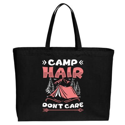 Camp Hair Dont Care Camping Tent Vacation Camper Gift Cotton Canvas Jumbo Tote