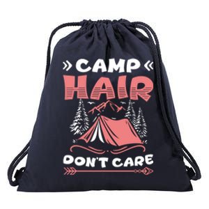 Camp Hair Dont Care Camping Tent Vacation Camper Gift Drawstring Bag