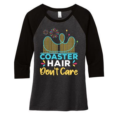 Coaster Hair Don't Care Rollercoaster Women's Tri-Blend 3/4-Sleeve Raglan Shirt