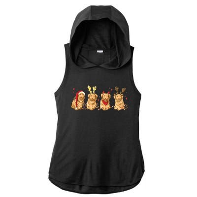 Cute Holiday Dog Graphic Ladies PosiCharge Tri-Blend Wicking Draft Hoodie Tank