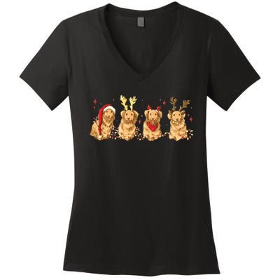 Cute Holiday Dog Graphic Women's V-Neck T-Shirt