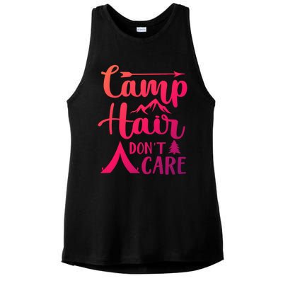 Camp Hair Dont Care Cute Outdoor Wilderness Fun Meaningful Gift Ladies PosiCharge Tri-Blend Wicking Tank