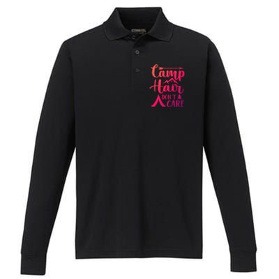 Camp Hair Dont Care Cute Outdoor Wilderness Fun Meaningful Gift Performance Long Sleeve Polo