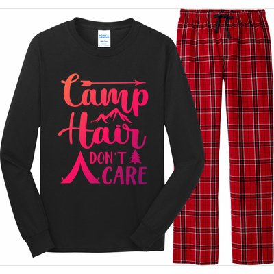 Camp Hair Dont Care Cute Outdoor Wilderness Fun Meaningful Gift Long Sleeve Pajama Set