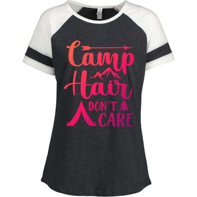 Camp Hair Dont Care Cute Outdoor Wilderness Fun Meaningful Gift Enza Ladies Jersey Colorblock Tee