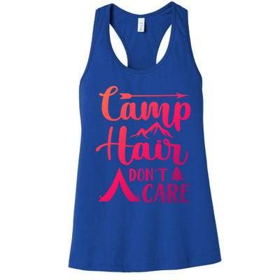 Camp Hair Dont Care Cute Outdoor Wilderness Fun Meaningful Gift Women's Racerback Tank