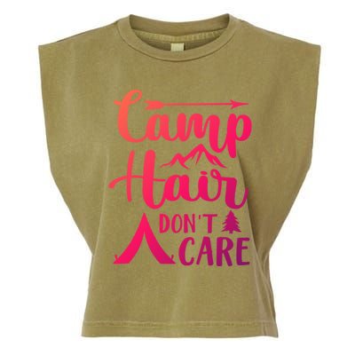 Camp Hair Dont Care Cute Outdoor Wilderness Fun Meaningful Gift Garment-Dyed Women's Muscle Tee