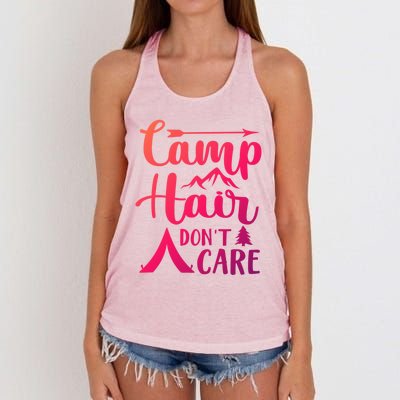 Camp Hair Dont Care Cute Outdoor Wilderness Fun Meaningful Gift Women's Knotted Racerback Tank