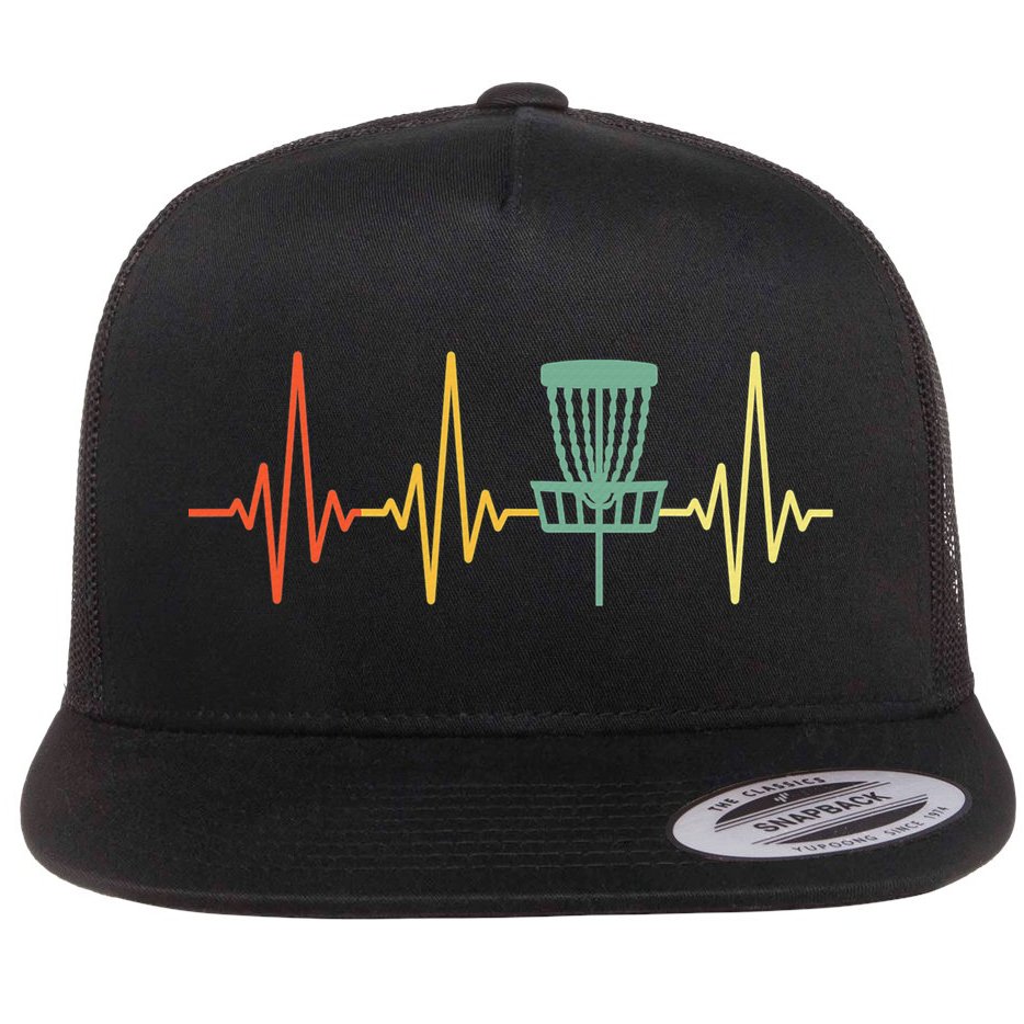 Cool Heartbeat Disc Golf Lovers with Flying Disc Flat Bill Trucker Hat
