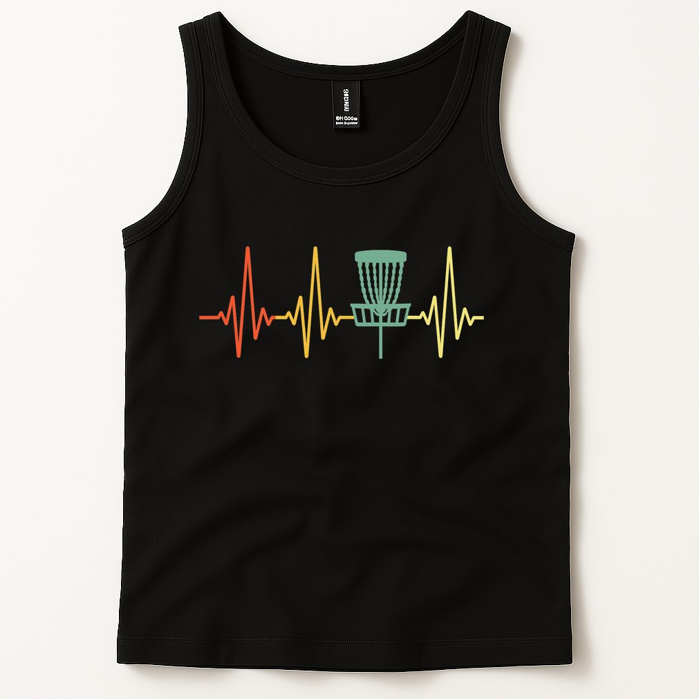 Cool Heartbeat Disc Golf Lovers with Flying Disc Tank Top
