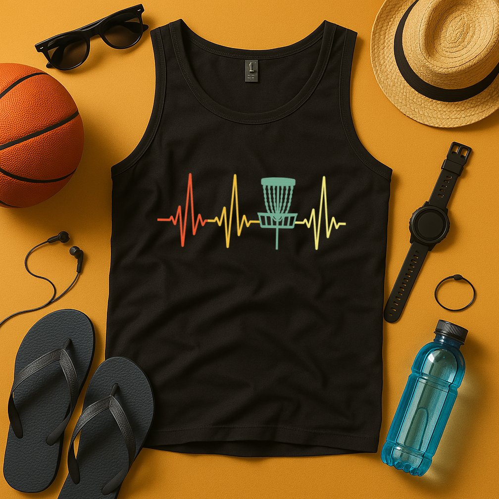 Cool Heartbeat Disc Golf Lovers with Flying Disc Tank Top