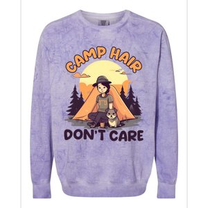 Camp Hair Dont Care Design Funny Camping Gift Colorblast Crewneck Sweatshirt