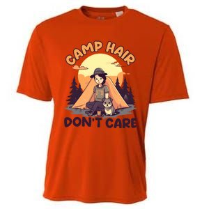 Camp Hair Dont Care Design Funny Camping Gift Cooling Performance Crew T-Shirt