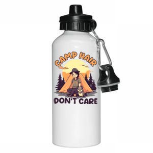 Camp Hair Dont Care Design Funny Camping Gift Aluminum Water Bottle