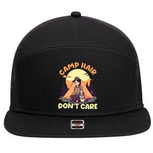 Camp Hair Dont Care Design Gift 7 Panel Mesh Trucker Snapback Hat