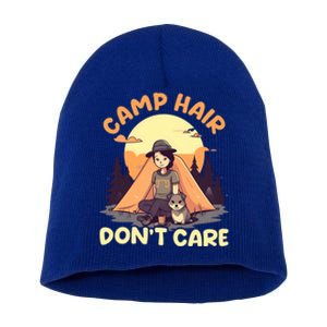 Camp Hair Dont Care Design Gift Short Acrylic Beanie