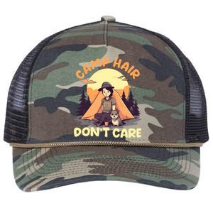 Camp Hair Dont Care Design Gift Retro Rope Trucker Hat Cap